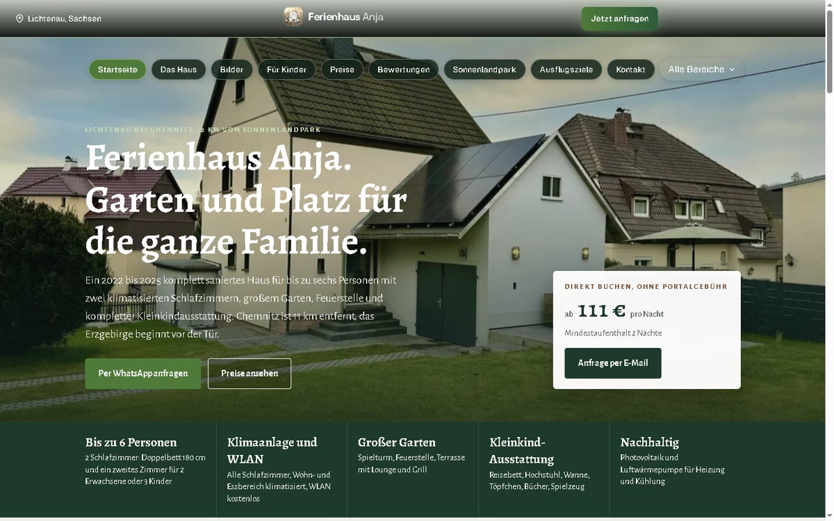 Ferienhaus Anja, Startseite